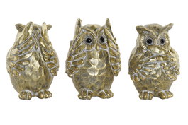 DKD Home Decor Figura de Búho en Resina Dorado