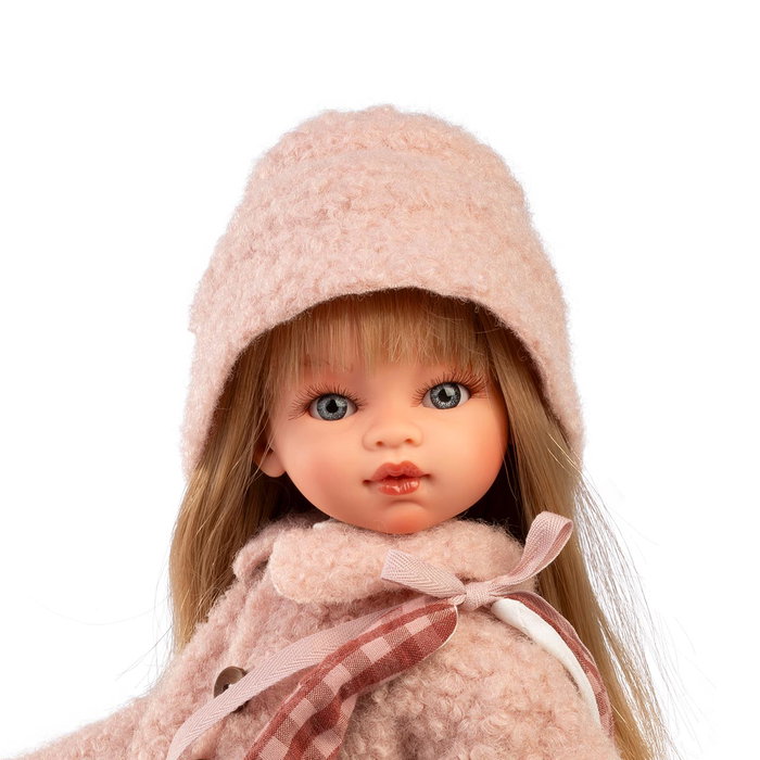 Muñecas Antonio Juan Muñeca Emily Cosmopolitan 25308 Fashion 33 cm, Cabello Rubio, Outfit Urbano Rosa, Bolsa de Cuadros, Idioma Español, Juguete +3 años