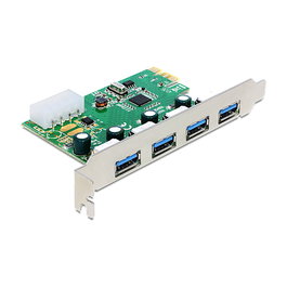 DeLOCK 89363 Tarjeta PCI Express para 4 Puertos USB 3.0 Interna - Interfaz PCIe USB 3.2 Gen 1, Hasta 5 Gbit/s, Compatible con Windows y Linux