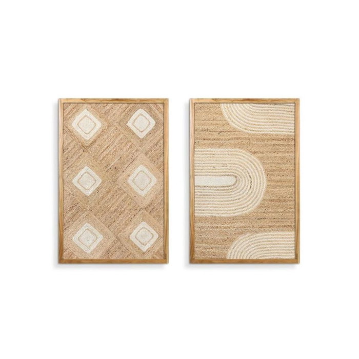 DKD Home Decor Set de 2 Cuadros de Yute y Acacia con Relieve 60x90 cm DKD Home Decor Set de 2 Cuadros de Yute y Acacia con Relieve 60x90 cm