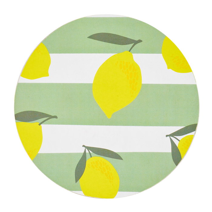 Home Deco Factory Juego 4 Posavasos Limon Madera MDF Diametro 10 cm Coleccion Bain De Soleil