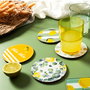 Home Deco Factory Juego 4 Posavasos Limon Madera MDF Diametro 10 cm Coleccion Bain De Soleil