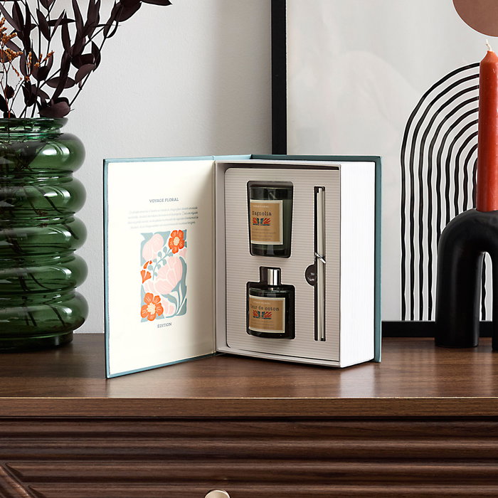 Home Deco Factory Caja-Libro Vela y Difusor 2 P.