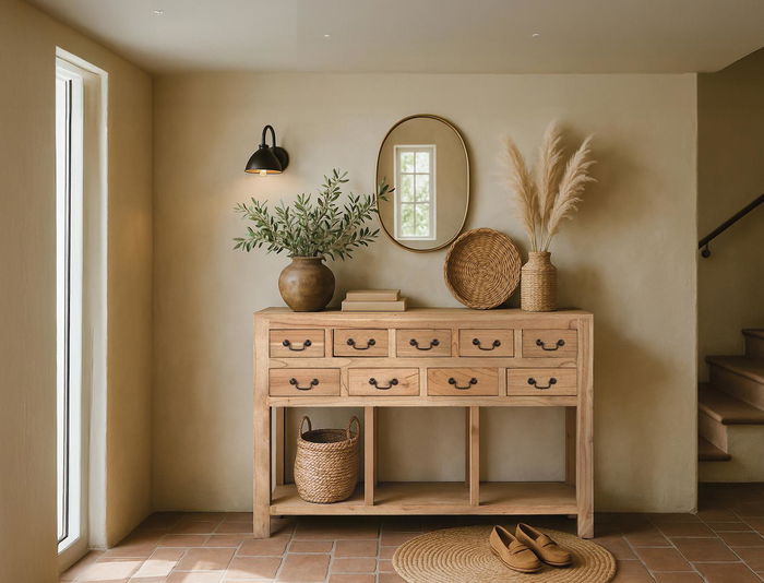 Giner y Colomer Consola Madera Maciza Mindi 9 Cajones Natural