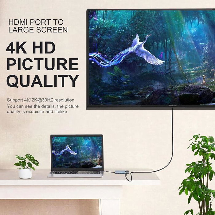 Globbaltec Adaptador USB-C para portátil con 2 x USB 3.0, 1 x USB-C PD 100W, 1 x HDMI 4K y 1 x LAN RJ45 Globbaltec Adaptador USB-C para portátil con 2 x USB 3.0, 1 x USB-C PD 100W, 1 x HDMI 4K y 1 x LAN RJ45