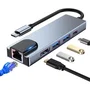 Globbaltec Adaptador USB-C para portátil con 2 x USB 3.0, 1 x USB-C PD 100W, 1 x HDMI 4K y 1 x LAN RJ45