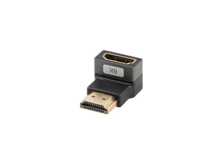 Lanberg Adaptador HDMI Macho - Hembra Ángulo 8K Macho a Hembra Chapado en Oro para Mayor Durabilidad y Conexión Estable
