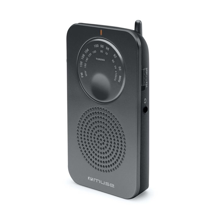 Muse Radio M-01 RS Analógica Personal FM/MW, 3,5 mm, Gris, Giratorio