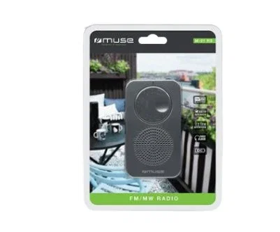 Muse Radio M-01RS Personal Analógica con FM y MW, Entrada Auxiliar 3.5 mm, Color Negro, Control de Volumen Giratorio