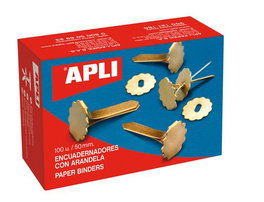 Apli Encuadernadores Metálicos Con Arandela Dorados 50 mm - 100Ud