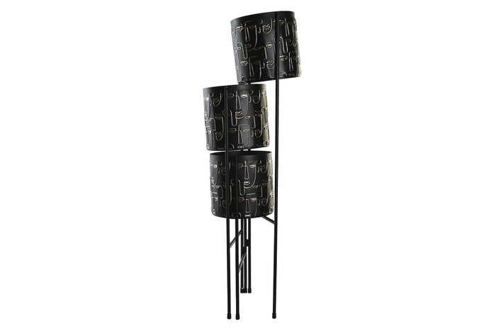 DKD Home Decor Macetero Metal 22x22x93 Caras Negro