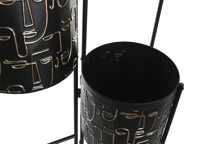 DKD Home Decor Macetero Metal 22x22x93 Caras Negro