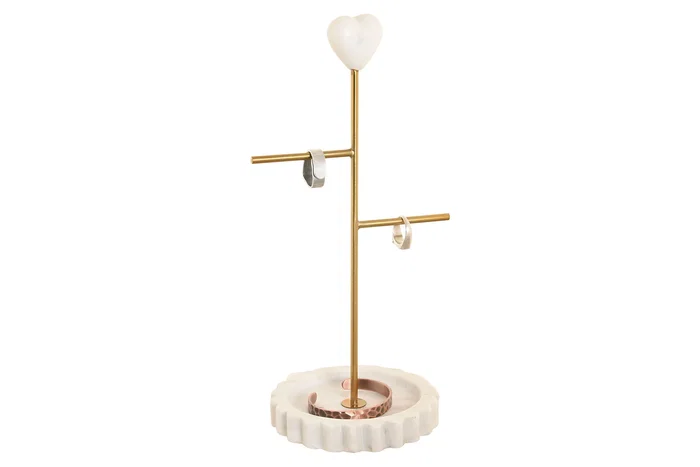 DKD Home Decor Joyero Blanco Dorado Mármol Metal Corazón 16 x 32 x 13 cm DKD Home Decor Joyero Blanco Dorado Mármol Metal Corazón 16 x 32 x 13 cm