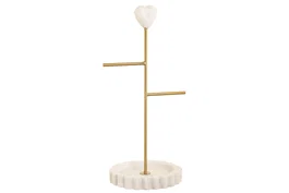 DKD Home Decor Joyero Blanco Dorado Mármol Metal Corazón 16 x 32 x 13 cm