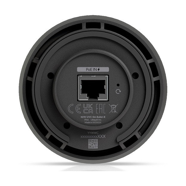 Ubiquiti Cámara de Seguridad IP UniFi UVC-G6-Bullet-B, 8 MP 4K 3840x2160, Visión Nocturna 30 m, Interior/Exterior, IP66, PoE, Ángulo Lente 109.9°, Negro