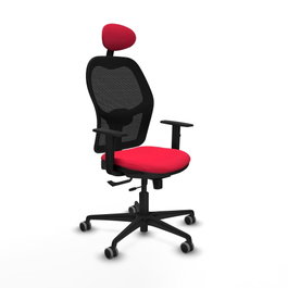 PIQUERAS Y CRESPO Silla de oficina Jorquera con mecanismo Sincro/Traslack, Rojo y Negro