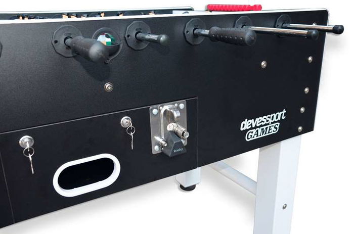 Ociotrends Futbolín Pro con Monedero Negro, Jugadores de Metal, Piernas Abiertas, Medidas 142x76x92 cm