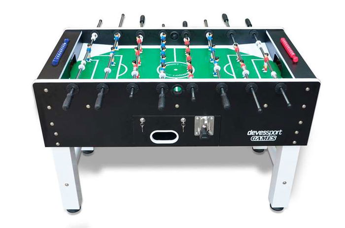 Ociotrends Futbolín Pro con Monedero Negro, Jugadores de Metal, Piernas Abiertas, Medidas 142x76x92 cm