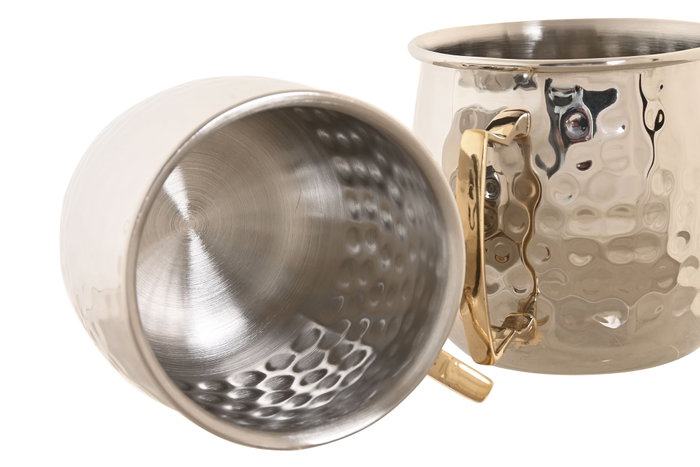 DKD Home Decor Set de 2 Tazas Coctel Moscow en Inox