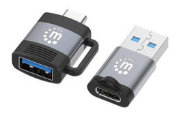 Manhattan 2-Piece Set: USB-C To USB-A And USB-A To USB-C Adapters,