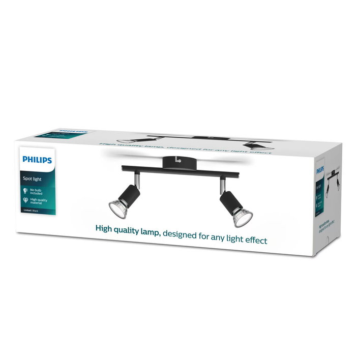 Philips Limbali Lámpara de 2 focos, color negro, GU10