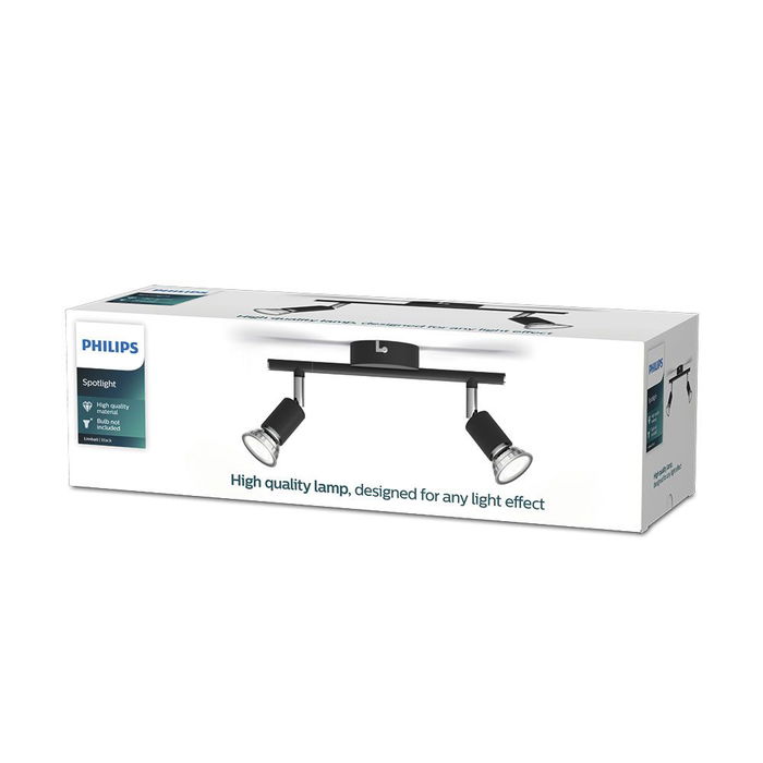 Philips Limbali Foco Doble Gu10 Negro Metal Cabezal Ajustable IP20 (Bombilla No Incluida) 8 x 32,4 x 13 cm