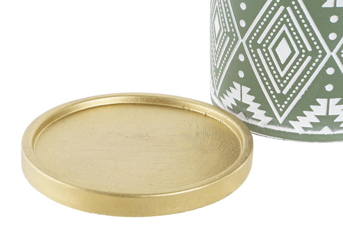 DKD Home Decor Maceta Boho Verde Gris Cemento con Plato 13 x 13 x 13 cm (12 Unidades)