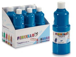 Pincello Bote Pintura Tempera, 400 ml Azul Claro, Dimensiones 6.5x18x6.5 cm (Set de 24)