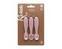 KioKids Set de 3 Cubiertos de Silicona Rosa para Bebé Lovely Friends, Pre-Cuchara, Cuchara y Pre-Tenedor, +6 Meses, 11 cm