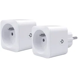 Konyks Priska FR Dual Pack Enchufes con Conexión Wi-Fi + BT, 16 A, Con Medidor de Consumo