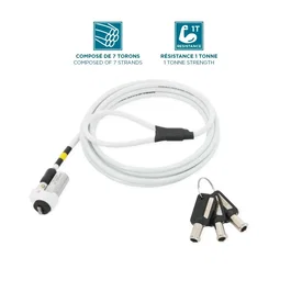 Mobilis 001329 Cable Antirrobo Blanco 1,8 m con Llave de Acero