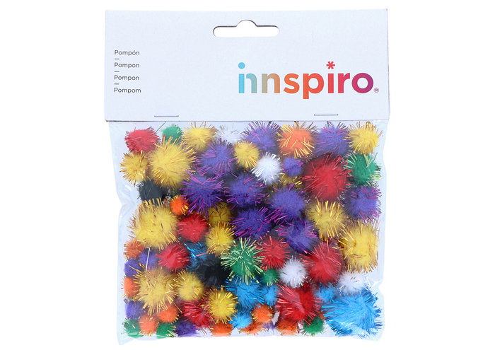 Innspiro Pompones brillantes mix colores y medidas 78u.