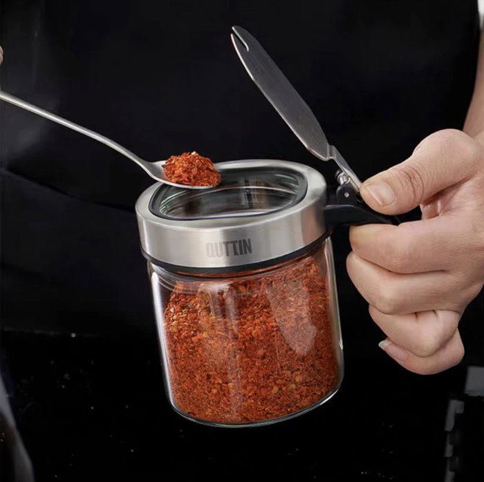 Quttin Dispensador de Especias con Tapa, 300 ml, Acero Inoxidable, Dimensiones: 7,8 cm Ancho x **9,5 cm Alto x 10,6 cm Largo (36 Unidades)