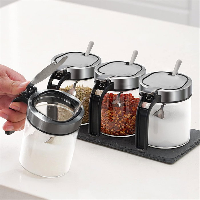 Quttin Dispensador de Especias con Tapa, 300 ml, Acero Inoxidable, Dimensiones: 7,8 cm Ancho x **9,5 cm Alto x 10,6 cm Largo (36 Unidades)