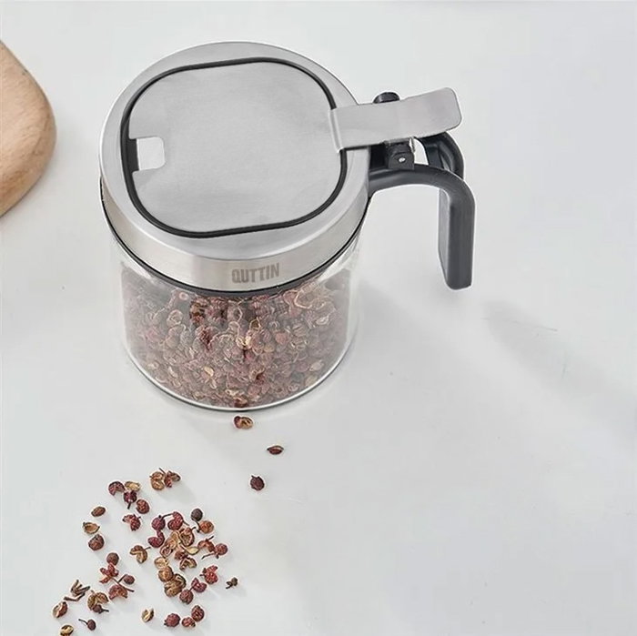 Quttin Dispensador de Especias con Tapa, 300 ml, Acero Inoxidable, Dimensiones: 7,8 cm Ancho x **9,5 cm Alto x 10,6 cm Largo (36 Unidades)