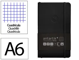 Antartik Cuaderno A6 Tapa Blanda Cuadriculado Negro 100 Hojas 80 gr FSC