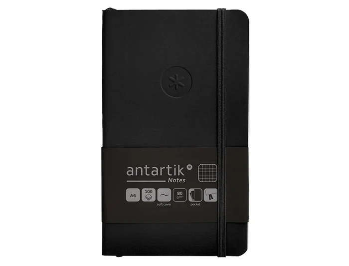 Antartik Cuaderno A6 Tapa Blanda Cuadriculado Negro 100 Hojas 80 gr FSC