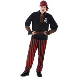 My Other Me Disfraz de Pirata con Bandana, Camisa, Muñequeras, Cinturón y Pantalón - XL - Negro