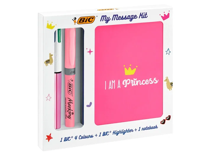 Bic Set Escritura My Message Kit: Bolígrafo 4 Colores Shine, Highlighter Grip Pastel y Libreta A6 Bic Set Escritura My Message Kit: Bolígrafo 4 Colores Shine, Highlighter Grip Pastel y Libreta A6