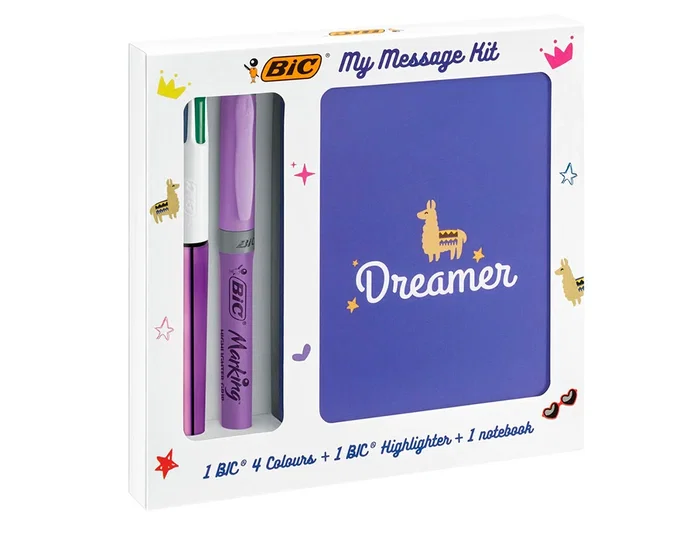 Bic Set Escritura My Message Kit: Bolígrafo 4 Colores Shine, Highlighter Grip Pastel y Libreta A6 Bic Set Escritura My Message Kit: Bolígrafo 4 Colores Shine, Highlighter Grip Pastel y Libreta A6