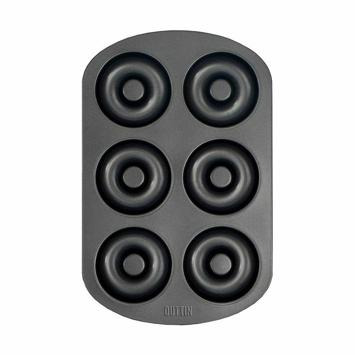 Molde para Horno Quttin Rosquillas Acero al carbono Negro 32 x 21 x 2,3 cm (12 Unidades)