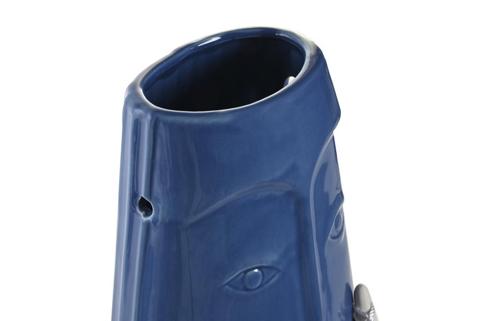 DKD Home Decor Jarrón de Gres Cara Azul Marino DKD Home Decor Jarrón de Gres Cara Azul Marino