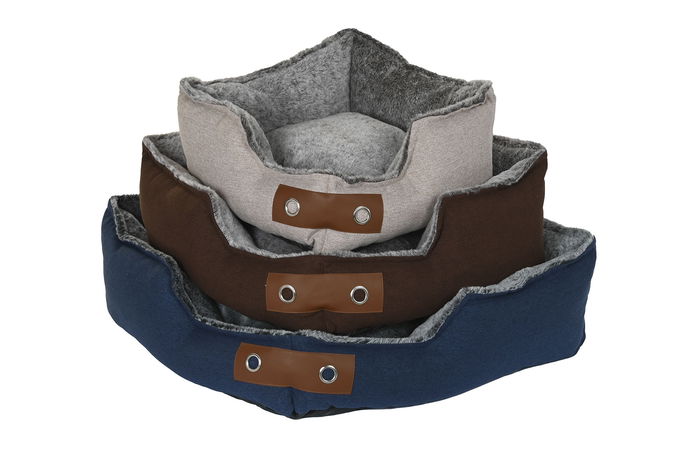 DKD Home Decor Cama Mascota Azul Marino Marron Beige 60 x 60 x 20 cm Set de 3