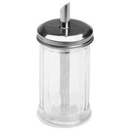 Home Deco Factory Chandeleur Dispensador Azúcar Bote Cristal con Tapa Metálica 275 Ml