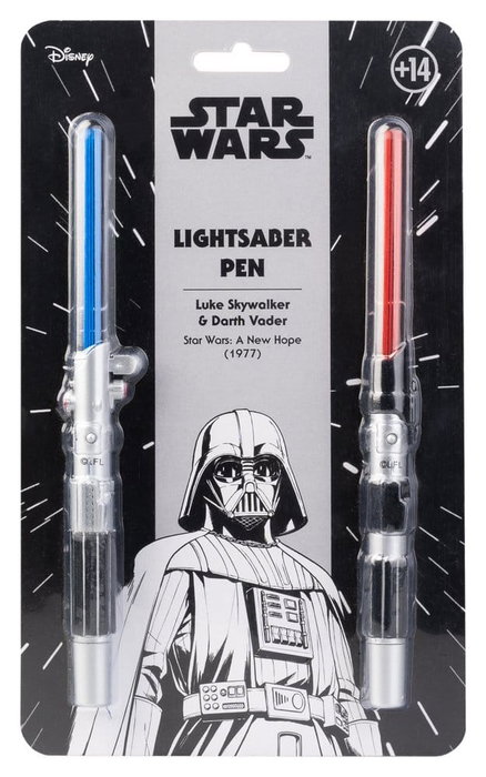 Erik Blister 2 Bolígrafos Sables Láser Star Wars con Luz LED Tinta Negra