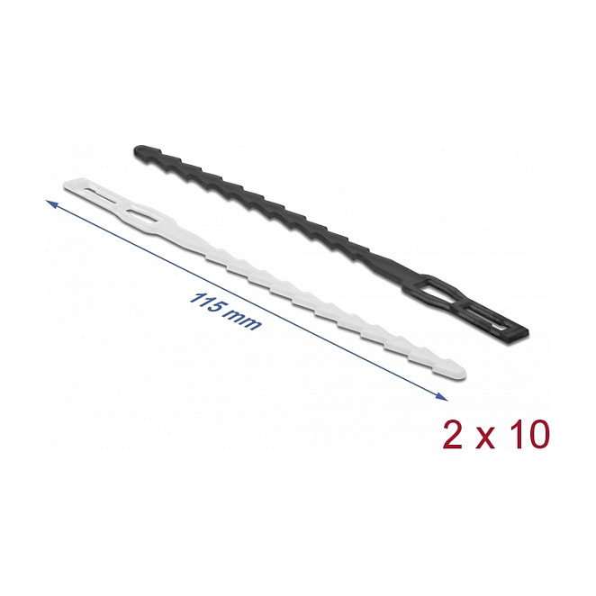 DeLOCK Sujetacables Reutilizables con Ojal 115 x 4,5 mm, 20 Piezas