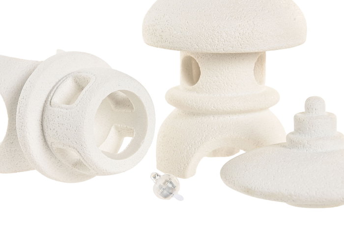 DKD Home Decor Decoración Luminosa Pagoda Blanco Resina LED 9.5 x 13 x 9.5 cm (4 Unidades)