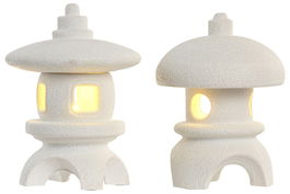 DKD Home Decor Decoración Luminosa Pagoda Blanco Resina LED 9.5 x 13 x 9.5 cm (4 Unidades)
