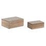 DKD Home Decor Set de 2 Joyeros de Mango con Diseño Floral 3D Blanco