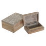 DKD Home Decor Set de 2 Joyeros de Mango con Diseño Floral 3D Blanco